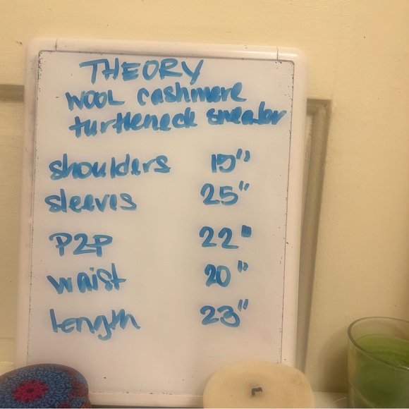 THEORY Striped Blue Turtleneck Wool Cashmere Sweater Goth Wednesday Addams Cosy - Picture 8 of 8